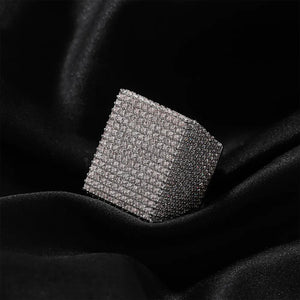 Iced Out Square Signet Ring - Different Drips