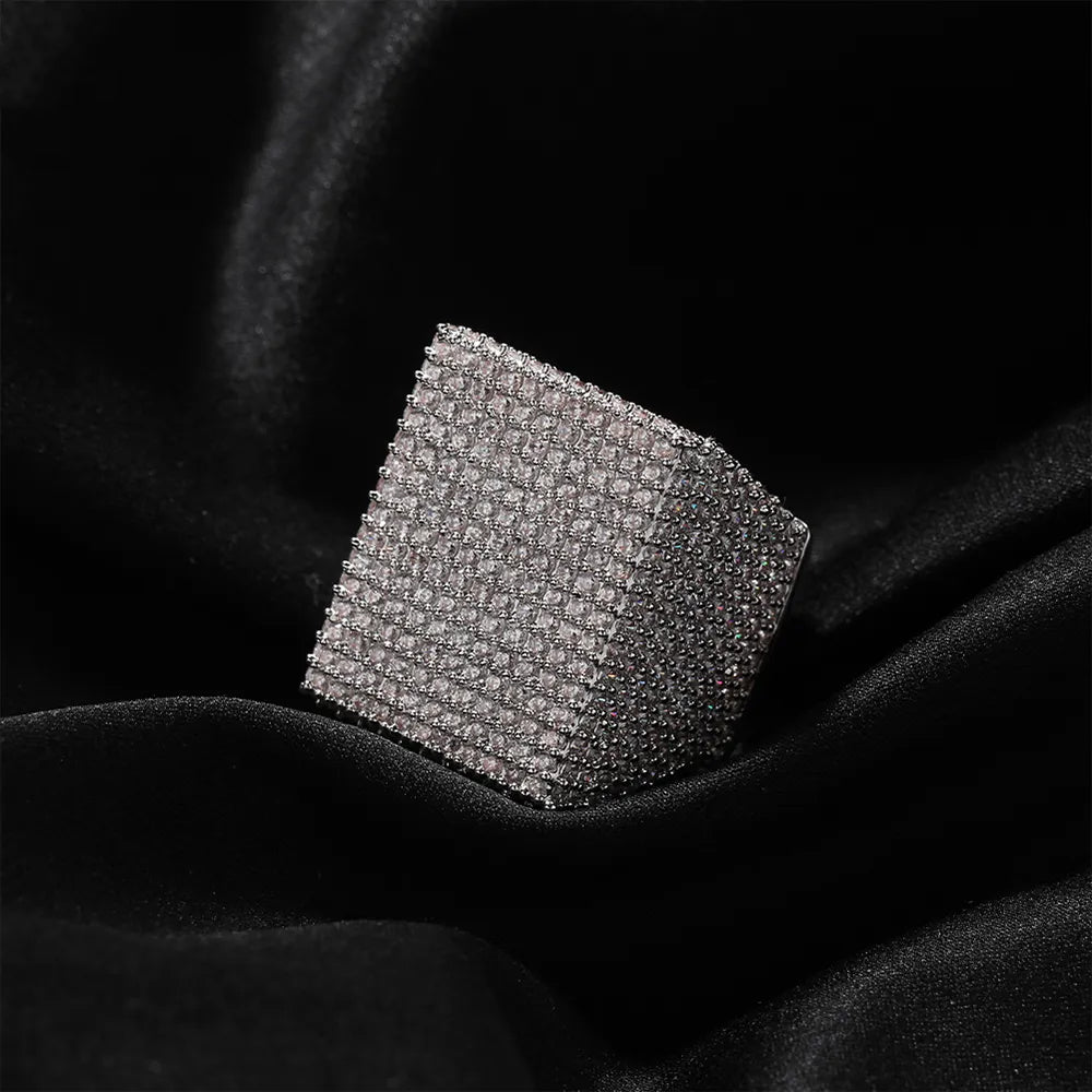 Iced Out Square Signet Ring - Different Drips