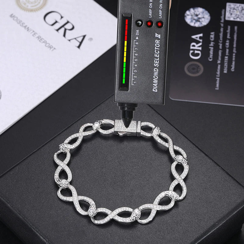 S925 Moissanite Diamond Slim Infinity Link Bracelet - Different Drips