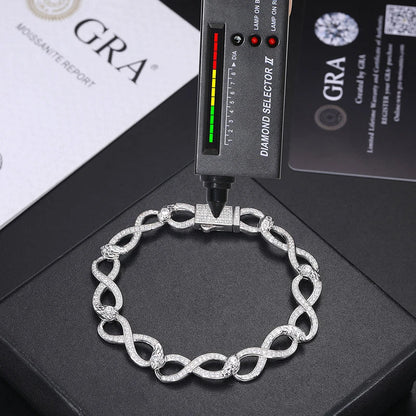 S925 Moissanite Diamond Slim Infinity Link Bracelet - Different Drips