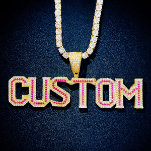 Red Diamond Varsity Custom Letter Pendant - Different Drips