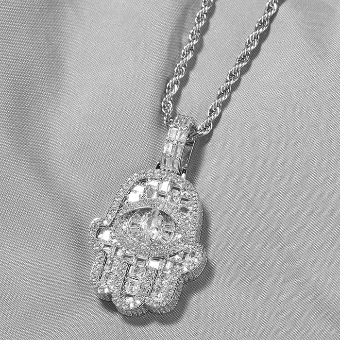 Small Baguette Hasma Hand Pendant - Different Drips