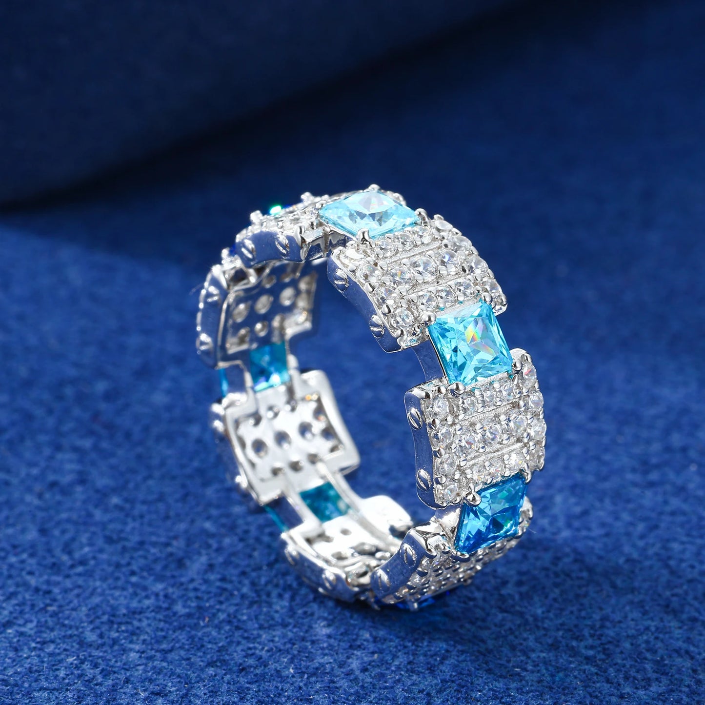 Two-Tone Blue Sapphire & Aquamarine Statement Ring - Different Drips