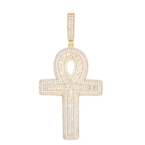 S925 Baguette Moissanite Ankh Pendant - Different Drips