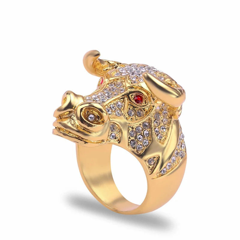 Black Pavé Bull Head Ring - Different Drips