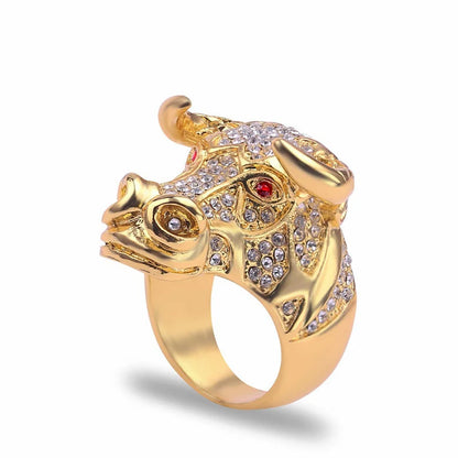 Black Pavé Bull Head Ring - Different Drips