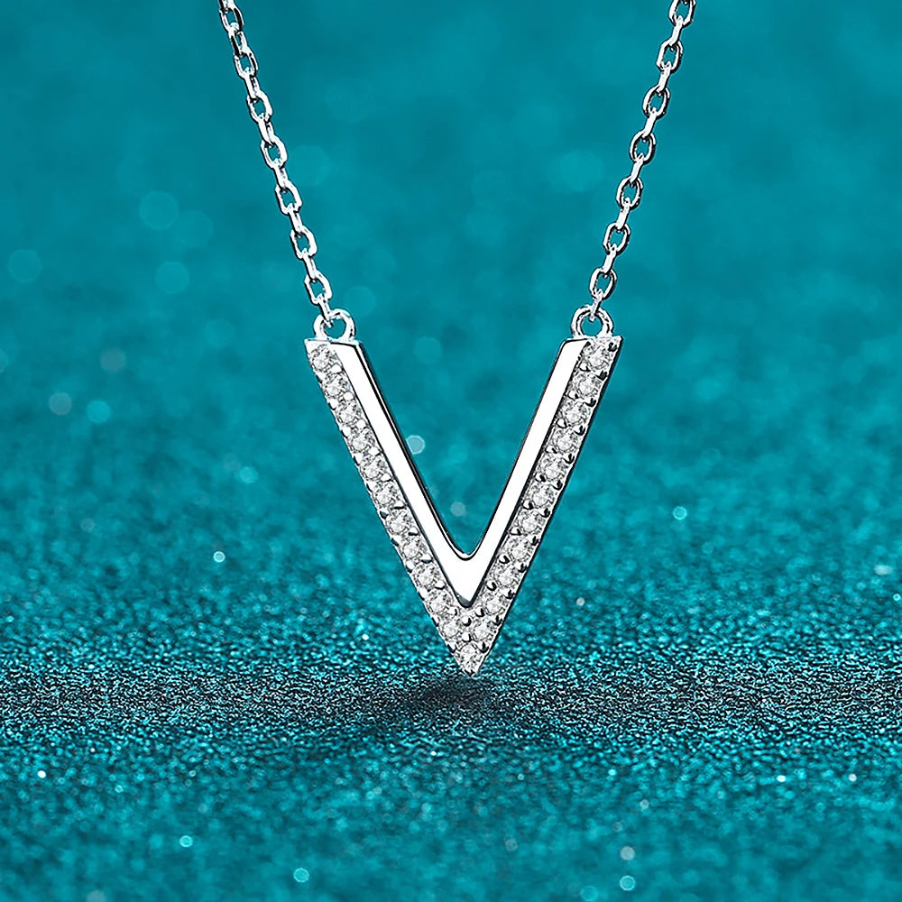 Women's S925 Moissanite V-Shape Pendant - Different Drips