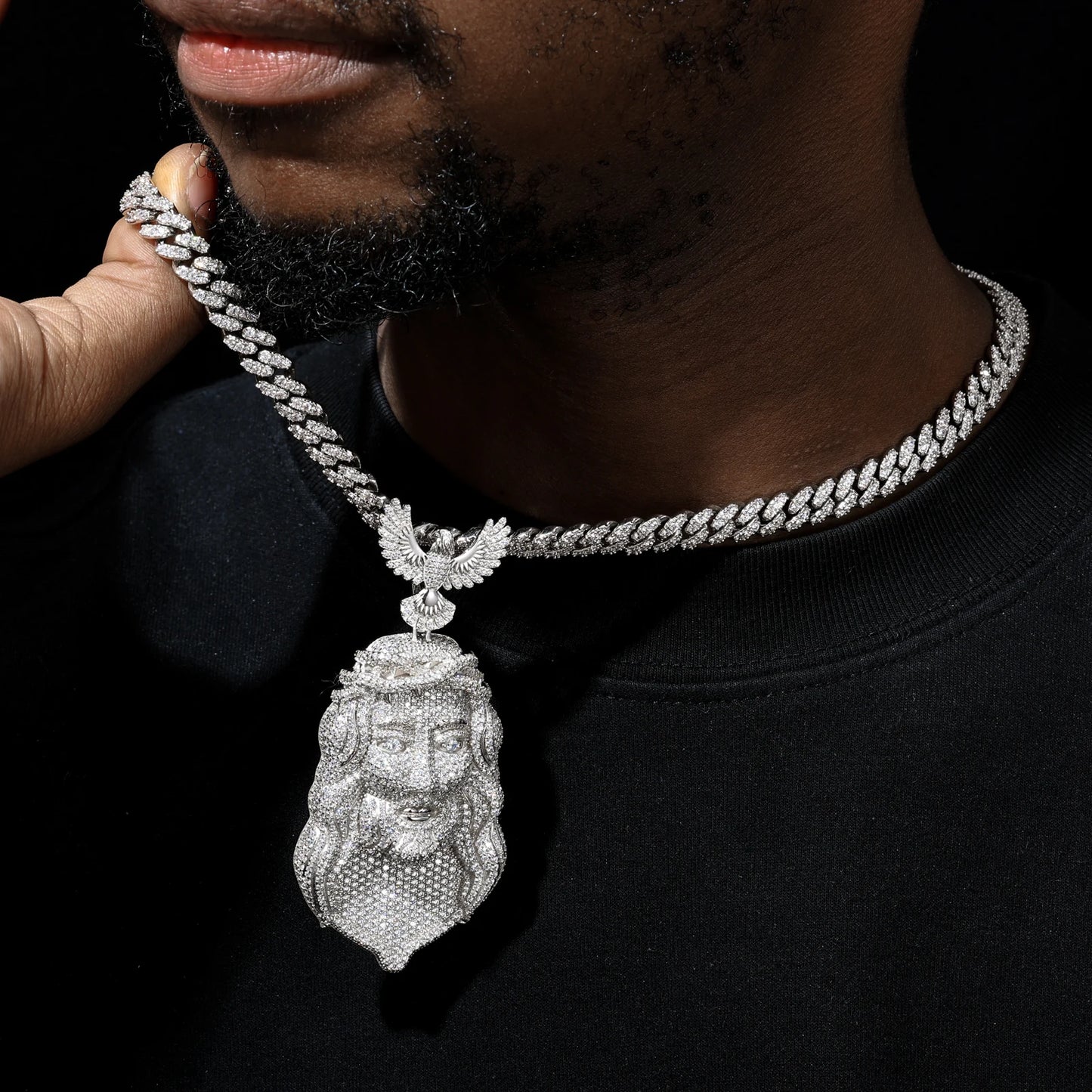 S925 Moissanite Diamond Jesus Piece Pendant with Angel Bail - Different Drips