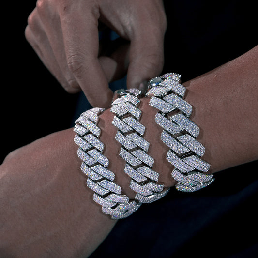 25mm S925 Moissanite Prong Cuban Bracelet - Different Drips