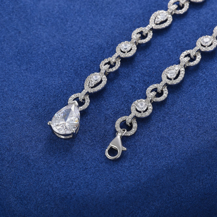 S925 Moissanite Diamond Double-Circle Link Necklace - Different Drips