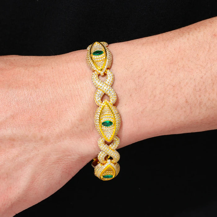 S925 Moissanite Evil Eye Cuban Link Bracelet - Different Drips