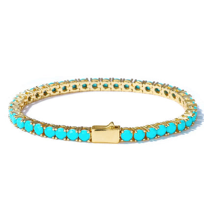 Turquoise Round Cut Tennis Bracelet - Different Drips