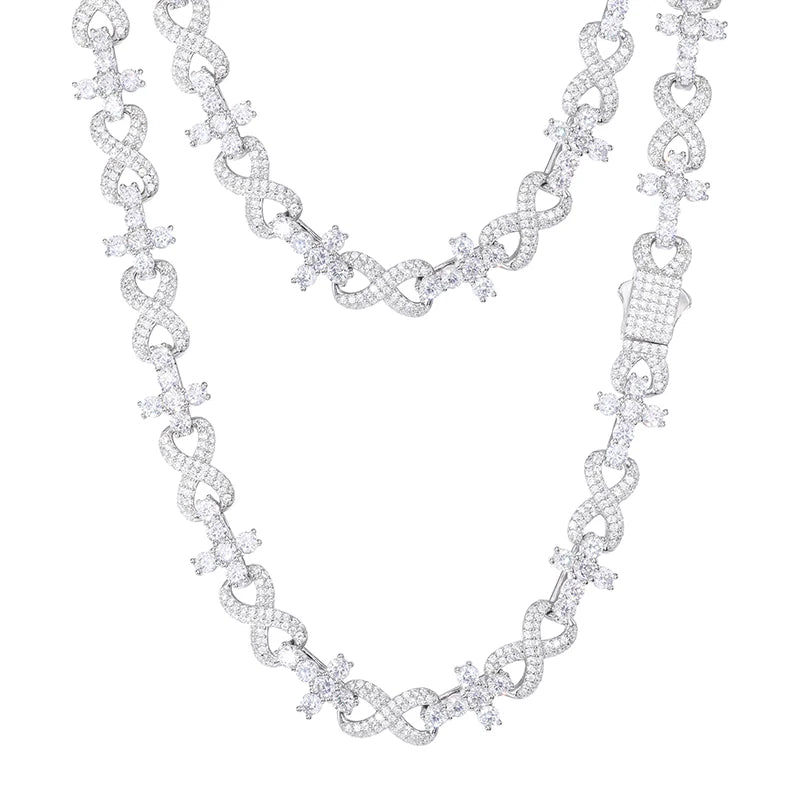 S925 Moissanite Diamond Cross / Infinity Link Chain - Different Drips