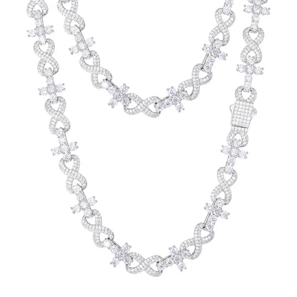 S925 Moissanite Diamond Cross / Infinity Link Chain - Different Drips