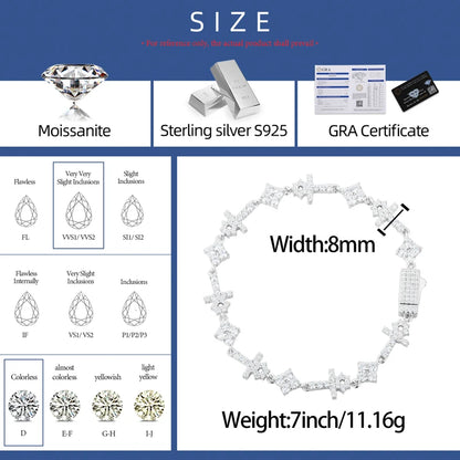 S925 Moissanite Mini Cross & Star Bracelet - Different Drips
