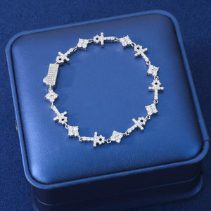 S925 Moissanite Mini Cross & Star Bracelet - Different Drips