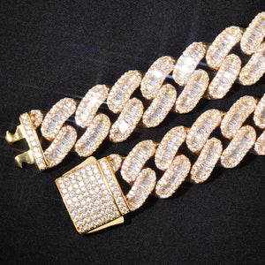 12mm Baguette Cuban Link Chain - Different Drips