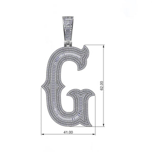 S925 Moissanite Baguette Custom Letter Pendant - Different Drips