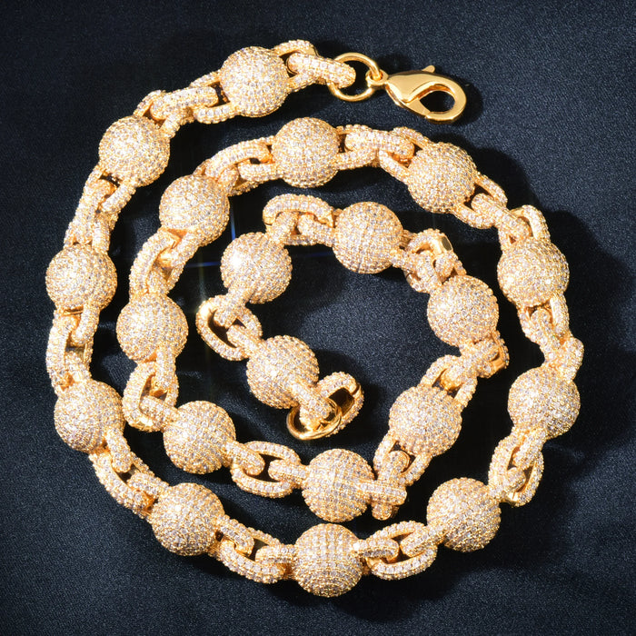 10mm Iced Ball Rolo Link Chain - Different Drips