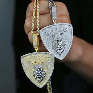 Iced Out King Shield Pendant - Different Drips