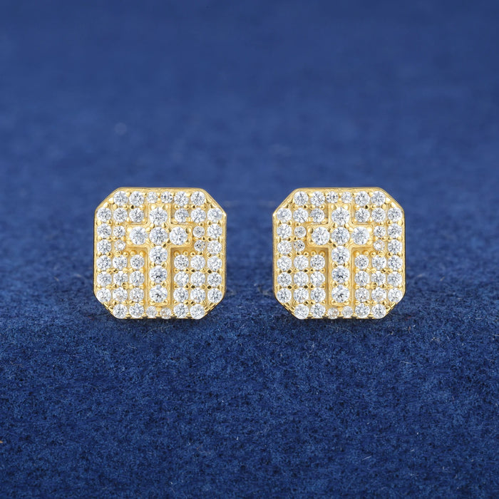 S925 Moissanite Diamond Cross Stud Earrings - Different Drips