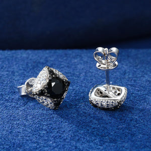 Black & White Pavé Cushion Stud Earrings - Different Drips