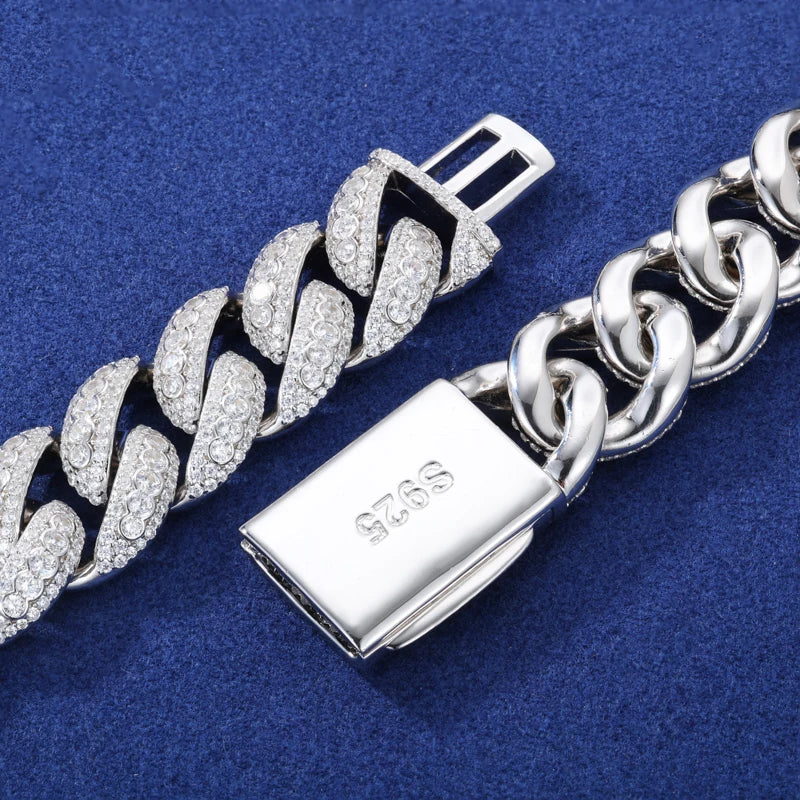 18mm S925 Cluster Moissanite Diamond Miami Cuban Link Chain - Different Drips