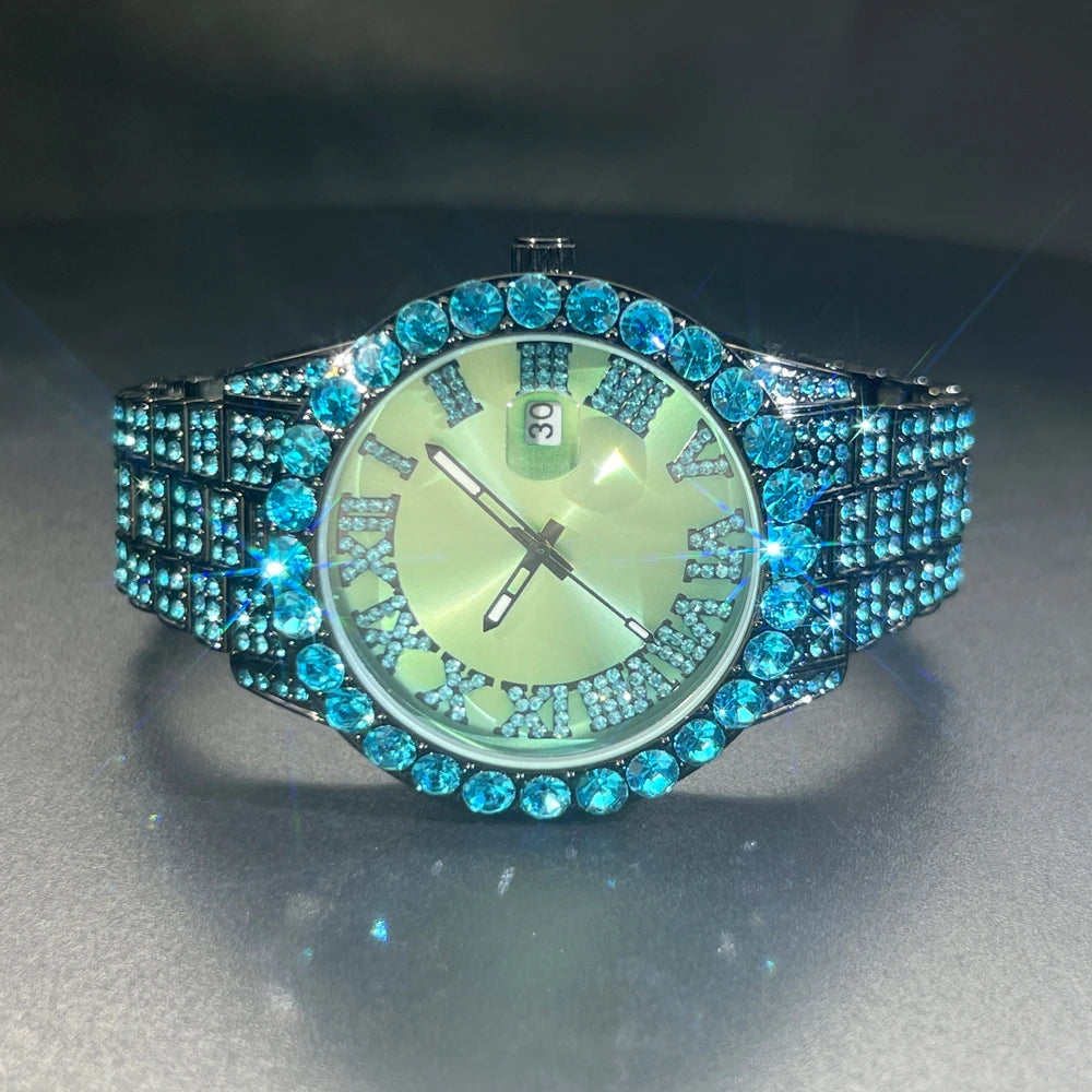 Bust Down Aqua Roman Watch - Different Drips
