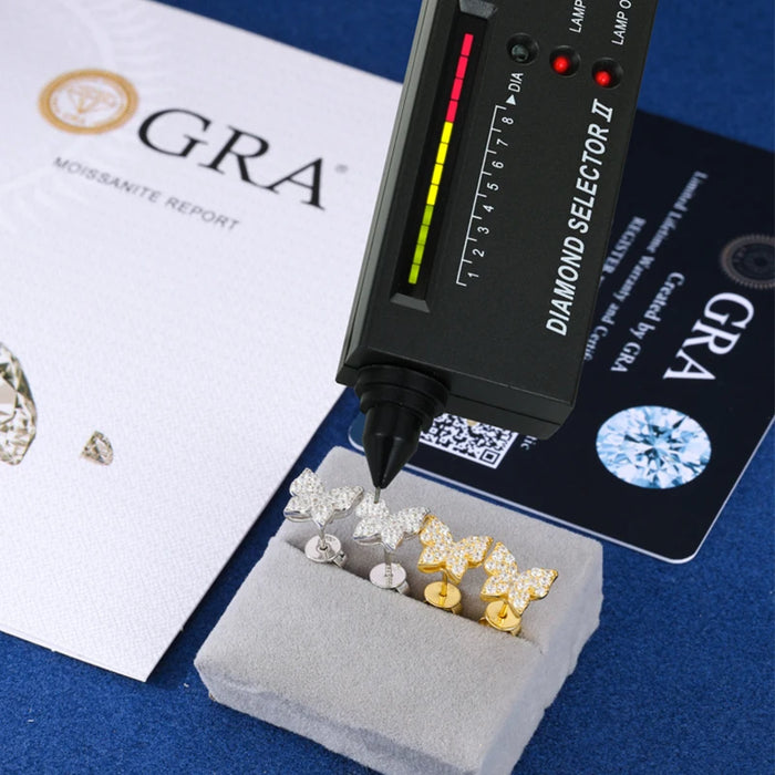 S925 Moissanite Butterfly Stud Earrings - Different Drips