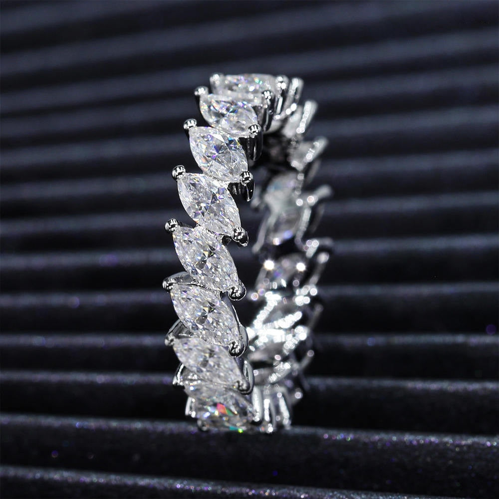 Women's S925 Moissanite Leaf Link Ring - Different Drips