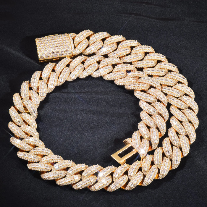 20mm Clustered Baguette Cuban Link Chain - Different Drips