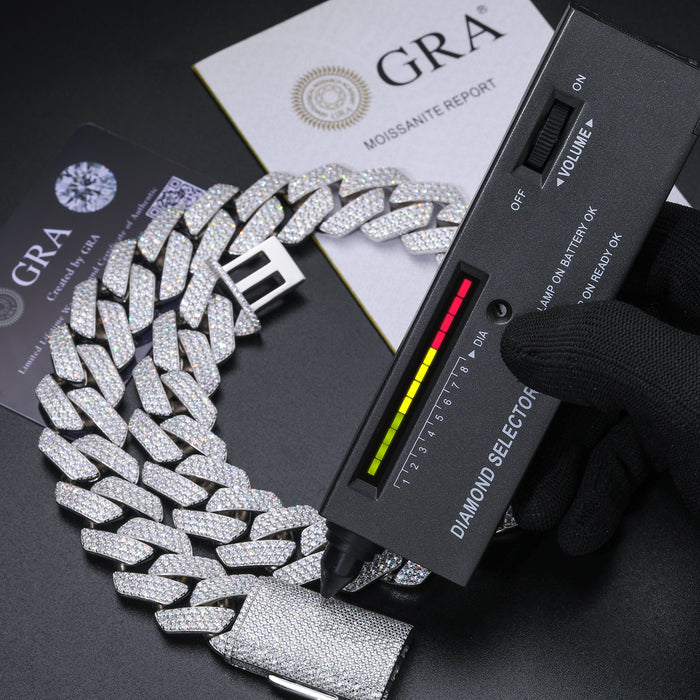 Moissanite Prong Cuban Chain 18k Gold (All Sizes) - Different Drips