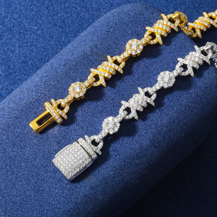 S925 Iced Barbed Wire Moissanite Bracelet - Different Drips