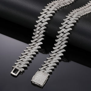 18mm S925 Moissanite Spiked Cuban Link Chain - Different Drips