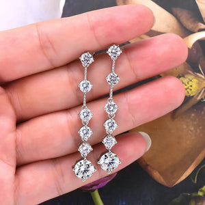 Women's S925 Moissanite Diamond Long Tassel Dangle Earrings - Different Drips