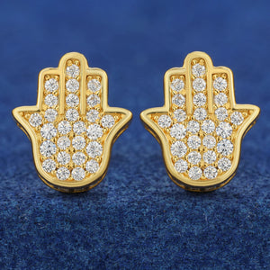 S925 Iced Hamsa Moissanite Stud Earrings - Different Drips