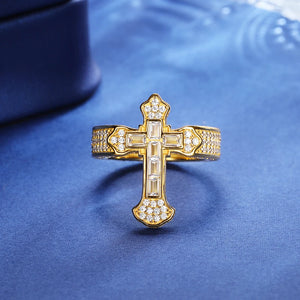 S925 Moissanite Baguette Royal Cross Ring - Different Drips