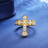 Thumbnail for S925 Moissanite Baguette Royal Cross Ring - Different Drips