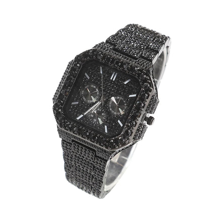Iced Emerald Green Square Chronograph Watch