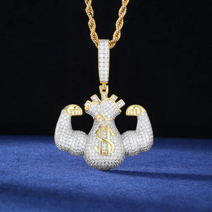 S925 Moissanite Diamond Big Bread Money Bag Pendant - Different Drips