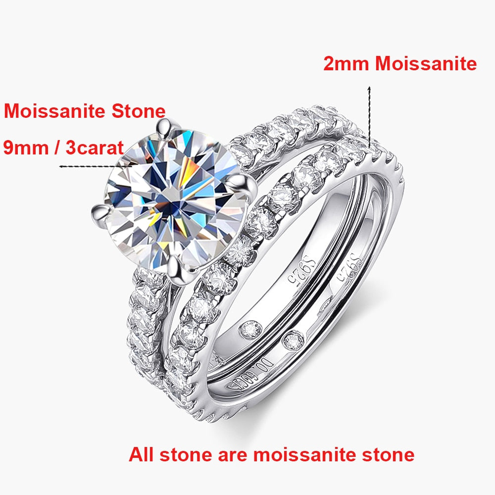 Women's S925 Moissanite Large Solitaire Halo Split Ring - Different Drips