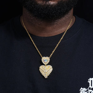 S925 Moissanite Angel Wing Heart Pendant - Different Drips