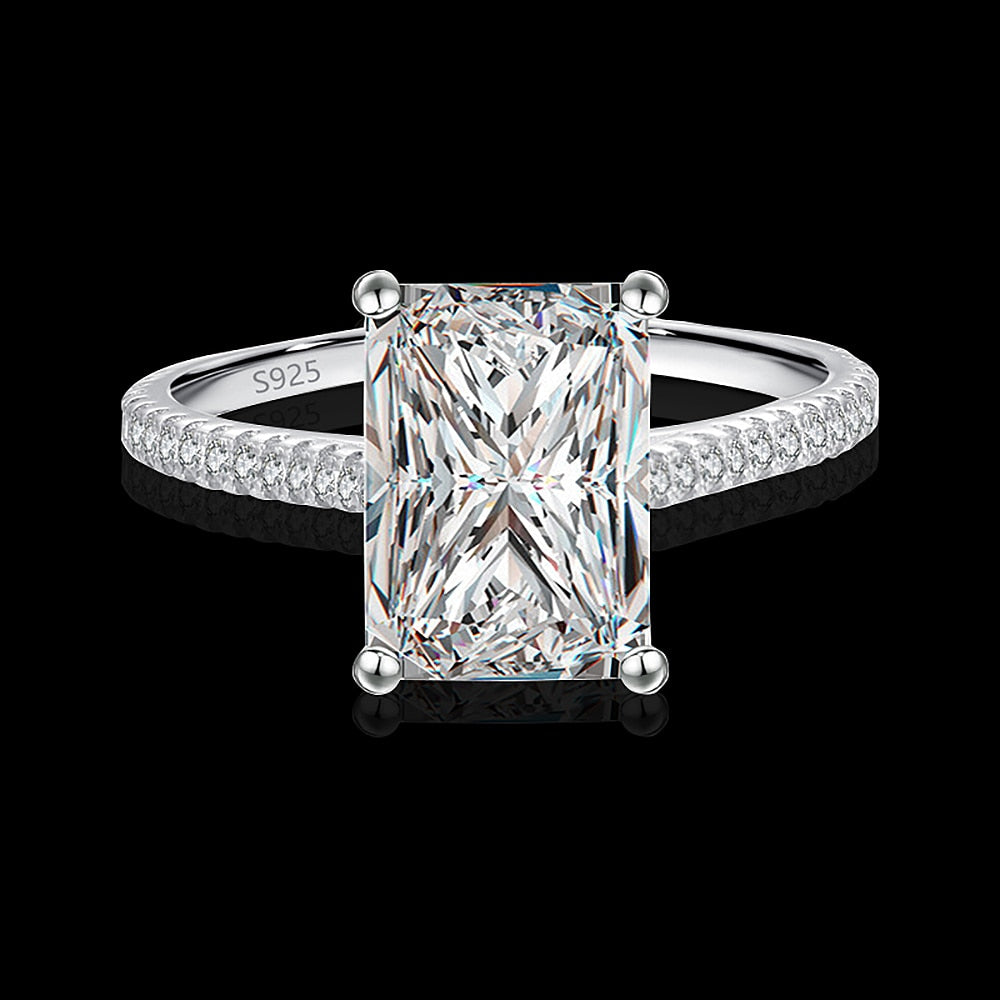 Women's S925 Moissanite Rectangle Solitaire Ring - Different Drips