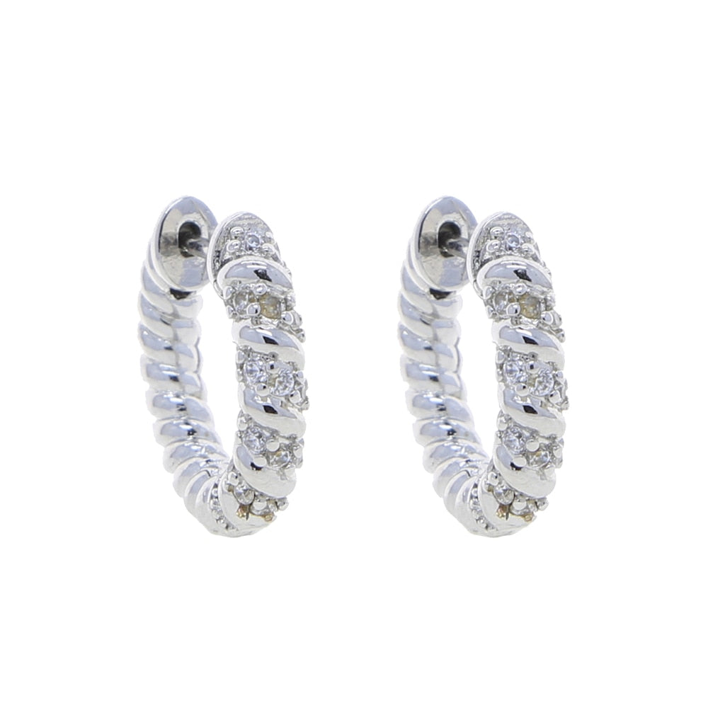 S925 Women's Two-Tone Braided Earrings - Different Drips