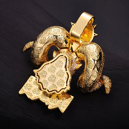 Iced Ram Head Pendant