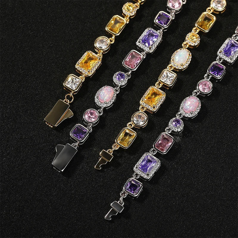 8mm Citrine Yellow Opal Mixed Stone Tennis Chain - Different Drips