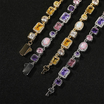 8mm Citrine Yellow Opal Mixed Stone Tennis Chain - Different Drips