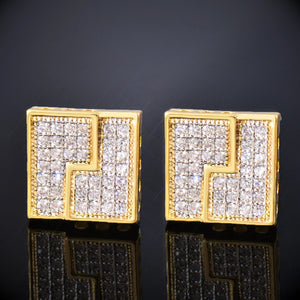 10mm Monogram Square Cut Earrings - Different Drips