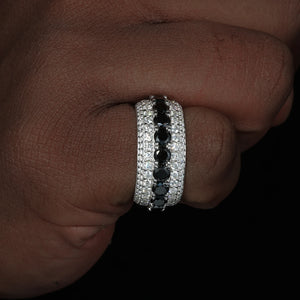 Created Emerald & D Color Moissanite Eternity Band - Different Drips