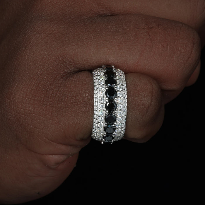 Created Emerald & D Color Moissanite Eternity Band - Different Drips